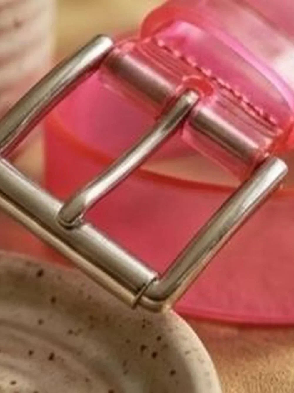 Translucent Hot Pink Jelly Belt Silver Buckle Y2K 2000s Indie Sleaze Rave